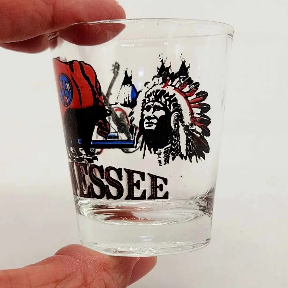Tennessee Black Bear Flag Shot Glass Collectible Souvenir Banjo Native American